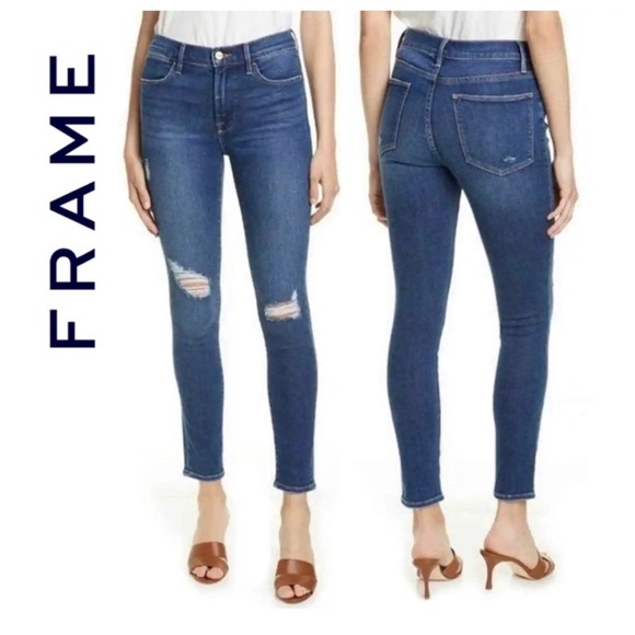 FRAME Le High Skinny Distressed Jeans 27 - Picture 1 of 9
